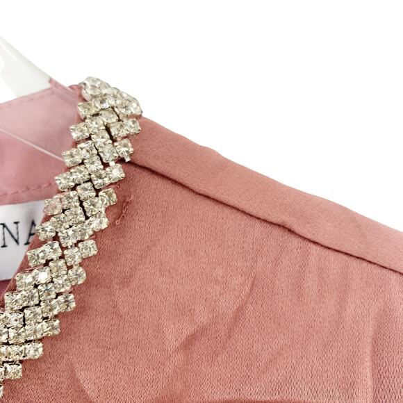 MAC DUGGAL Dress Size 4 Evening Gown Rhinestone Collar Pink Mauve NEW Mini Flaw - Picture 7 of 12